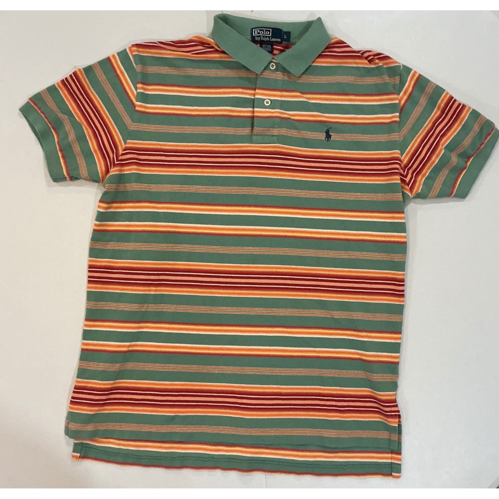 VTG Y2K Polo Ralph Lauren Tribal Navajo Southwest Aztec Striped Polo Shirt Men L